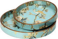 Lot de 2 plateaux de service en bois MDF faits à la main, émail enduit or blanc, oiseaux design, plaque décorative en résine, cuisine, salle à manger, usage domestique