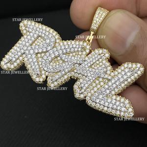 Colgante personalizado de Plata de Ley 925 Iced Out VVS Moissanite, colgante de moissanite VVS Iced out, colgante de letra VVS Moissanite, - Product Image 3