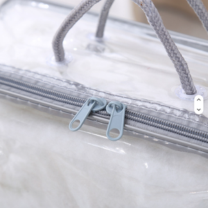Sac de rangement réutilisable en PVC transparent avec soufflets sur 4 côtés, fermeture éclair, recyclable, pour couette, ensemble de literie, oreiller, avec poignée Flexiloop personnalisée - Product Image 4