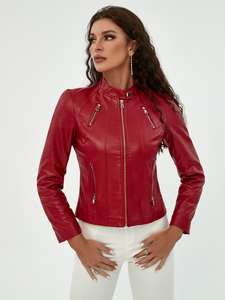 Chaqueta de Cuero para Mujer, Transpirable, con Forro de Nailon, Personalizable, de la Mejor Calidad, Hecha en Pakistán - Product Image 2