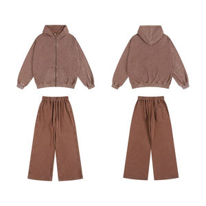 Survêtement de luxe en éponge française pour hommes personnalisé ensemble sweat à capuche zippé de qualité supérieure - Product Image 1