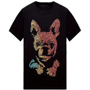 Service OEM Impression Numérique T-shirts en Coton Tricoté 100% avec Strass Vente en Gros Légers - Product Image 1