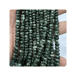 Perles rondes facettées en séraphinite verte russe naturelle de qualité supérieure Alif International, 17 pouces, 4-14 mm environ - Product Image 3