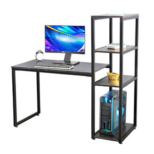UBAN FD68038 <b>Computer</b> <b>Desk</b> with Bookshelf 134x60x132cm Solid Wood Laptop Table Simple Design Gaming <b>Desk</b> for Hotel Use - Product Image 1