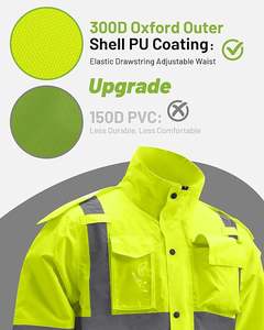 Veste haute visibilité pour hommes, imperméable de sécurité imperméable avec doublure thermique amovible, équipement de pluie haute visibilité - Product Image 2