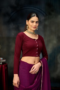 Women Full Sleeves Blouse with Openable Buttons Chic Top for <b>Party</b> Casual Ethnic & Wedding Occasions for Best Wholesale Price - Product Image 3