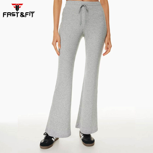 2024 nuevo diseño de las mujeres Flare Sweat Pant bordado algodón Fleece Pant señoras pantalones de chándal para la venta - Product Image 4