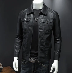 Veste en cuir de baseball noire brodée de haute qualité pour hommes, veste en cuir zippée, design personnalisé, veste en cuir noir teint pour hommes - Product Image 3