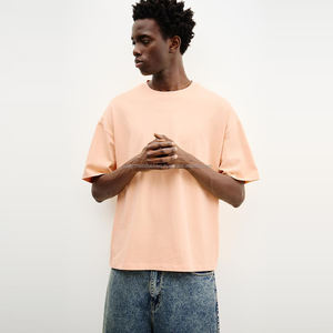 T-shirt à manches courtes pour hommes Coupe décontractée Épaule tombante à séchage rapide Conception surdimensionnée T-shirts tricotés respirants pour hommes - Product Image 3