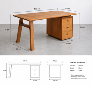 Wood Grain Surface Computer <b>Desk</b> Home Office Workstation Table <b>with</b> <b>Drawers</b> Storage - Product Image 5