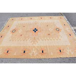 พรมถักสไตล์ตุรกีโบราณ6.6 x 8.4ft เบจสีส้มการออกแบบการเย็บปะติดปะต่อกันพรมห้องนั่งเล่นขนแกะคลาสสิกพร้อมแผ่นยางรองสำหรับวัยรุ่น - Product Image 3