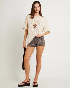 Camiseta Holgada Ecológica de Verano para Mujer, con Mangas Cortas, Cuello Redondo Acanalado, Estampado Gráfico en la Parte Delantera - Product Image 4