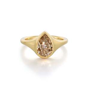 Bague en diamant Eddy-Champagne avec diamant de laboratoire taille ancienne - Product Image 1