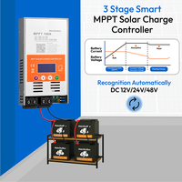 Contrôleur de charge solaire MPPT 100A 12V/24V/48V le plus récent V124 pour batterie au plomb-acide ou batterie au lithium + WIFI