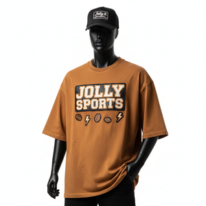 T-shirt ample pour homme, qualité supérieure, jersey de coton 220 GSM, texture lisse, marron, coupe ample, imprimé en relief - Product Image 6