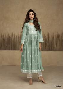 Latest Designer Pure Reyon Cotton Embroidery Tissue Net Work Salwar Suit <b>Indian</b> & <b>Pakistani</b> <b>Clothing</b> - Product Image 5