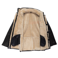 Veste d'hiver pour homme la plus vendue de l'usine OEM, en cuir de mouton noir, col en fourrure de renard, grande taille, respirante, tricotée