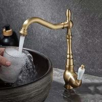 Robinet de lavabo rétro en cuivre, chaud et froid, avec valve mélangeuse rotative, personnalisation OEM/ODM