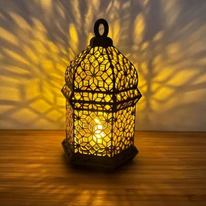handmade Recycled Iron & Glass Lantern in many colours, Little Moroccan Lantern, Mini Glass Lantern, Moroccan <b>Tealight</b> Lantern - Product Image 1
