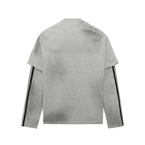 T-shirts double couche pour hommes élégants à la mode Streetwear confortable avec manches deux tons grande taille pour la mode Hip Hop - Product Image 4