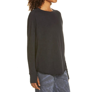 T-shirt à manches longues pour femme personnalisé, décontracté, 100% coton, couleur personnalisée, noir, respirant, t-shirt à manches longues pour femme - Product Image 5