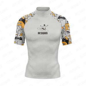 <b>Men's</b> New Short Sleeve UV Protection Surf <b>Swim</b> T-<b>shirts</b> Beach Surfing Suit with Gym Tight Clothes Rash Guard Tops - Product Image 4