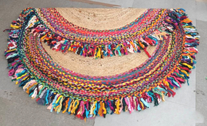 Alfombra trenzada rectangular de yute Natural al por mayor de la India, corredor Chindi multicolor para mesita de noche, sala de estar, alfombras y juegos hechos a mano - Product Image 6