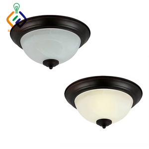 Dầu cọ xát Đồng Nhà bếp phòng ngủ hành lang 2 ánh sáng 13 "rộng tuôn ra gắn trần lịch thi đấu với Frosted Glass <span class=keywords><strong>Shade</strong></span> - Product Image 1