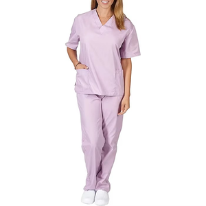 Uniformes Médicos para Mujer, Elásticos, Transpirables, Personalizados por el Fabricante, Conjuntos de Uniformes de Enfermería 100% Algodón de Punto - Product Image 1
