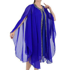 Maxi caftan chemisier élégant pour femmes brodé à la main perlé soirée et mariage Cocktail robe courte fente pour Cocktail mariage porter - Product Image 1