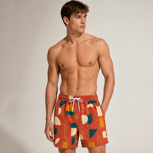 <b>Men</b> Printed Beach Shorts Digital Printing Quick Dry Swim <b>Trunks</b> Patterned Board Shorts Drawstring Waist Mid Length Woven Fabric - Product Image 2