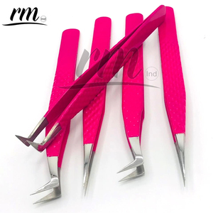 RMI nouveau rose foncé enduit de poudre argent pointe Extensions de cils pince à épiler durable en acier inoxydable matériau charme pince à épiler - Product Image 4