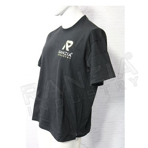 Camiseta de algodón negro con logotipo personalizado Ranzia Industry Gym Wear Unisex OEM Tee para Fitness y uso informal - Product Image 2