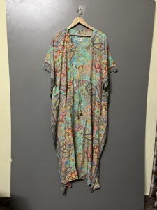 Robe longue décontractée pour femme de meilleure qualité, caftan en soie ajusté col V élégant pour le printemps, l'été, taille naturelle - Product Image 3