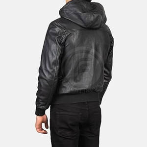 Meilleures ventes, Veste en cuir à capuche imperméable pour hommes, Dernier modèle, Veste en cuir à capuche coupe-vent pour hommes, Vente en gros - Product Image 6