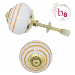 Tiradores de cajón de cerámica con rayas naranjas blancas de diseño Industrial para cocina, dormitorio, sala de estar, armario/tocador - Product Image 1