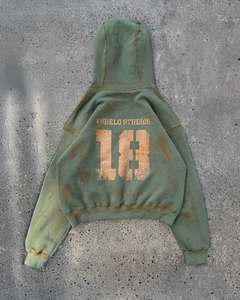 เสื้อฮู้ดซิปขึ้นลงลายนูน XL สำหรับผู้ชายเสื้อครอปซีดจางผ้าปัก3D โลโก้ได้ตามต้องการ - Product Image 6
