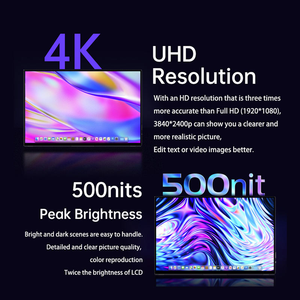 Moniteur <span class=keywords><strong>portable</strong></span> UHD <span class=keywords><strong>4K</strong></span> de 16 pouces, luminosité 500 lentes, lunette étroite, anti-lumière bleue, <span class=keywords><strong>OLED</strong></span> ultra-mince de type C - Product Image 3