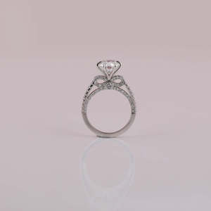 Anillo de Compromiso de Oro Sólido de 14 Quilates con Engaste Pavé, Diamante Cultivado en Laboratorio de Corte Redondo de 2.0 Quilates, Anillo con Diamantes Laterales de Corte Redondo, Regalo de Cumpleaños para Chicas - Product Image 6