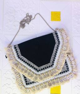 Bolso de Mano Exclusivo de Diseñador, Estilo Banjara Boho, Hecho a Mano, Ecológico, de Lona, con Correa de Cadena con Cuentas, Cierre de Solapa, para Mujer - Product Image 4