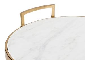 Plateau de service rond en marbre avec bordure et poignées en métal doré, plateau décoratif de luxe pour table basse, ottoman, décoration de la maison, cadeau - Product Image 4