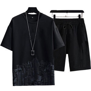 Conjunto Deportivo de Verano para Hombre al por Mayor, 2 Piezas, Camiseta y Pantalones Cortos, Ligero y Transpirable, Poliéster/Algodón, Logotipo Personalizado - Product Image 4