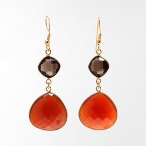 18K chapado en oro de 925 plata esterlina hidro ahumado y naranja pendiente para mujeres y niñas pendiente - Product Image 2