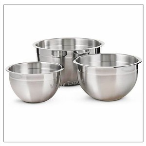Juego de Tazones para Mezclar de Acero Inoxidable Alemán de Diseño Clásico Moderno, Ecológico, de 1.5 QT, 3 QT y 5 QT, Pulido, Apto para Alimentos, Juego de 3 - Product Image 1