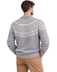 Pull en tricot vintage Fair Isle gris clair et blanc à col rond, chaud pour l'hiver, pull pour homme, fournisseur en gros OEM - Product Image 4