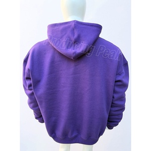 Sudadera con Capucha Personalizada para Hombre, Estilo Holgado, Color Morado, con Estampado de Nubes Bordadas, Ropa Urbana, Venta al por Mayor de Fábrica, MOQ Bajo, al por Mayor - Product Image 3