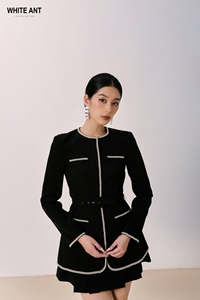 Hermoso diseño de manga larga chaqueta de mujer bolsillos delanteros conjunto de 2 piezas traje de mujer MADDOX chaqueta redonda 85% poliéster 15% Spandex - Product Image 4