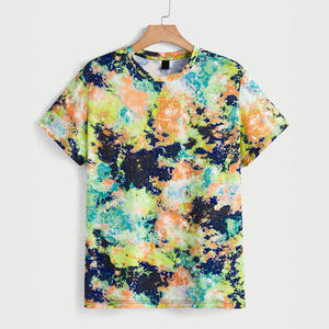 T-shirts d'été personnalisés à teinture par cravate pour hommes vêtements de mode en coton OEM respirants avec marque privée et logo personnalisé - Product Image 1