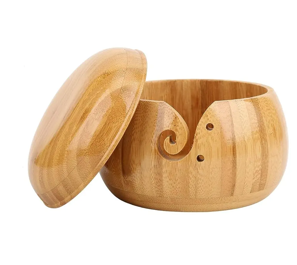 Acacia Wood Yarn Bowl Aufbewahrung schale Stricken Häkeln adeln Zubehör Palisander Hand gefertigte Holz schale günstigen Preis