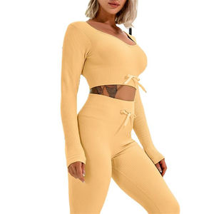 Nouvel arrivage de shorts solides de marque privée pour femmes ensembles d'entraînement de yoga respirants 2 pièces pour l'été 2024 - Product Image 4